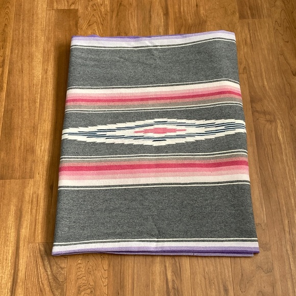 Other - Vintage Serape Saltillo blanket Colorful textile Fringed Southwestern wool